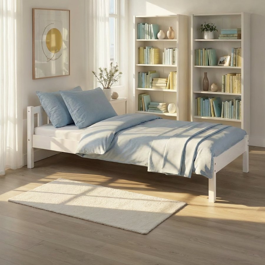 NORDIC LIVING COLLECTION Vilmar s�ng 90 x 200 furu massivt tr� vitlackerad