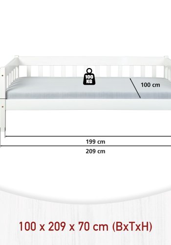 NORDIC LIVING COLLECTION Sintro b�ddsoffa 90 x 200 i vitt med massiv tr�botten
