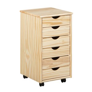 NORDIC LIVING COLLECTION Heltre rullecontainer Nils, fargel�s, med 6 skuffer og 4 hjul