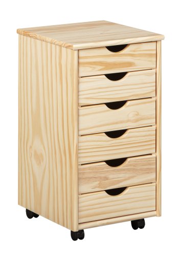 NORDIC LIVING COLLECTION Heltre rullecontainer Nils, fargel�s, med 6 skuffer og 4 hjul
