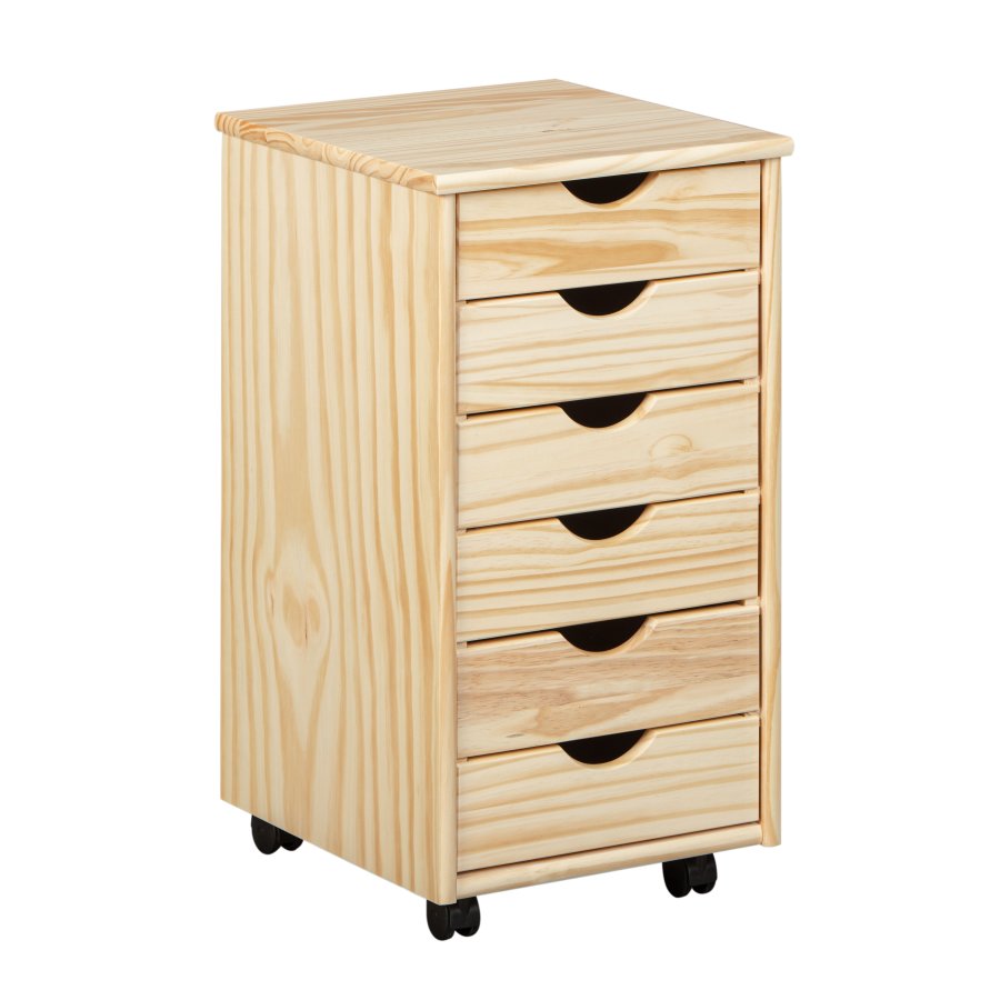 NORDIC LIVING COLLECTION Heltre rullecontainer Nils, fargel�s, med 6 skuffer og 4 hjul