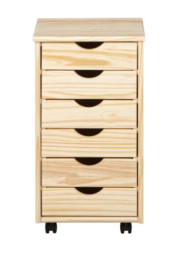 NORDIC LIVING COLLECTION Heltre rullecontainer Nils, fargel�s, med 6 skuffer og 4 hjul