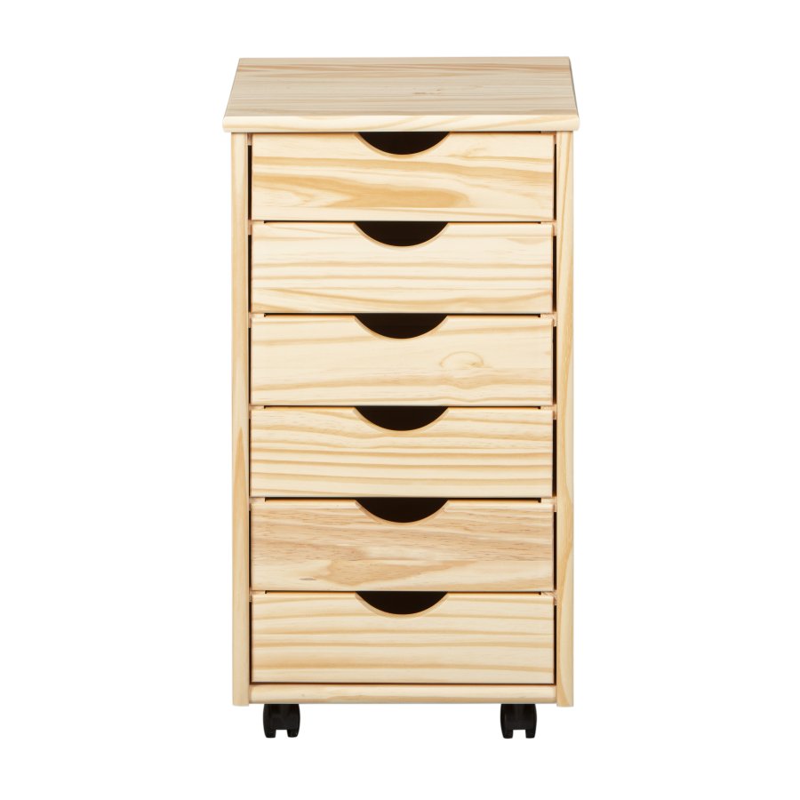 NORDIC LIVING COLLECTION Heltre rullecontainer Nils, fargel�s, med 6 skuffer og 4 hjul