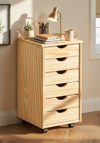 NORDIC LIVING COLLECTION Heltre rullecontainer Nils, fargel�s, med 6 skuffer og 4 hjul