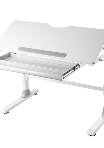 NORDIC LIVING COLLECTION Frederik b�rneskrivebord, m. vippefunktion, 1 skuffe, h�jdejusterbar - hvid metal (100x60)