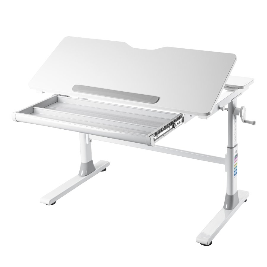 NORDIC LIVING COLLECTION Frederik b�rneskrivebord, m. vippefunktion, 1 skuffe, h�jdejusterbar - hvid metal (100x60)
