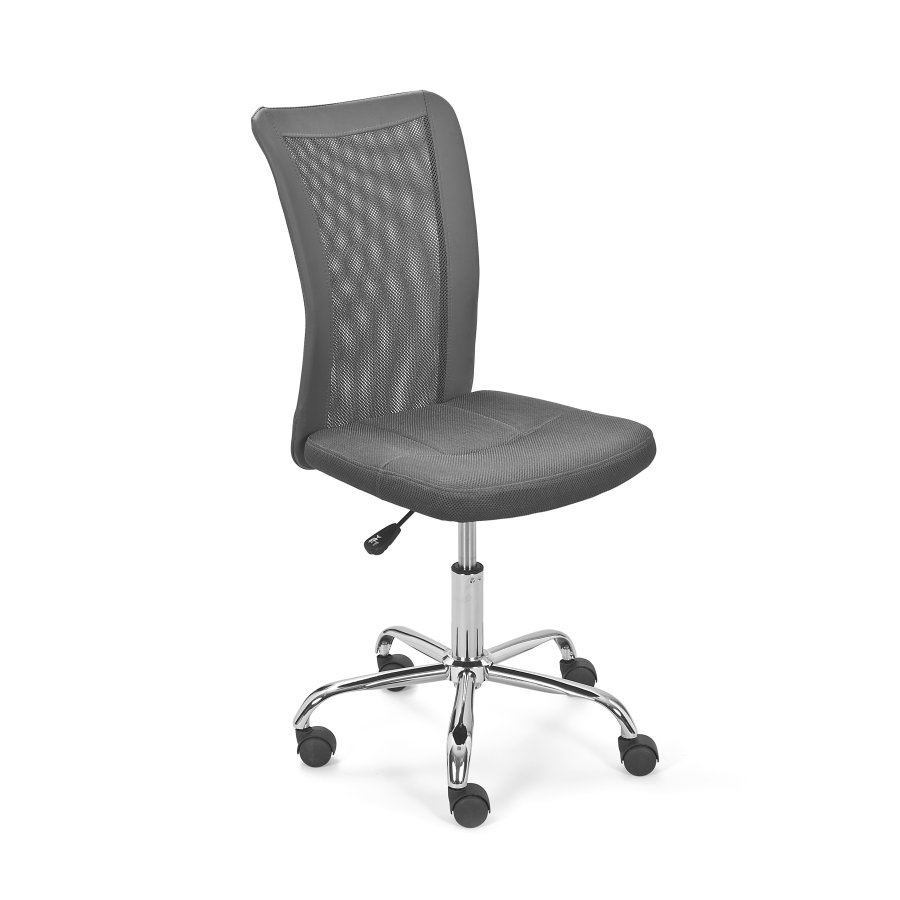 NORDIC LIVING COLLECTION Bonnie svingstol, gr�, forkrommet metallramme, netting- og PU-metallramme med 5 sikkerhetshjul, trinnl�st h�ydejusterbart og svingbart sete