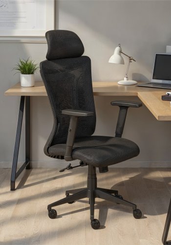 NORDIC LIVING COLLECTION Ergonomisk snurrstol med 2 armst&ouml;d, h&ouml;jdjusterbar med 5 bromsade hjul