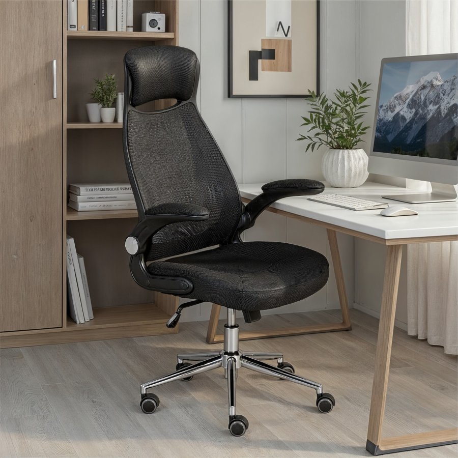 NORDIC LIVING COLLECTION Ergonomisk snurrstol med 2 armst&ouml;d, h&ouml;jdjusterbar med 5 bromsade hjul