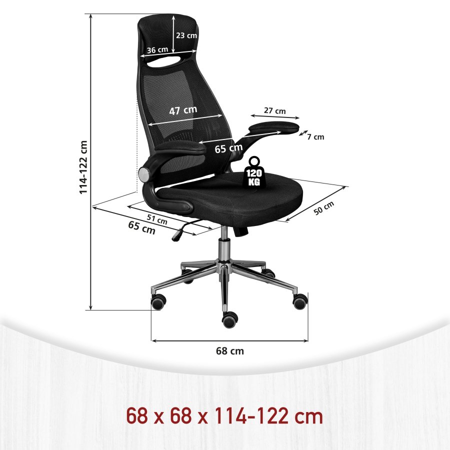 NORDIC LIVING COLLECTION Ergonomisk snurrstol med 2 armst&ouml;d, h&ouml;jdjusterbar med 5 bromsade hjul