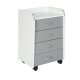 NORDIC LIVING COLLECTION Printi hvitgr� rullecontainer med oppbevaringsrom, 4 skuffer og 4 svingbare hjul