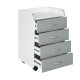 NORDIC LIVING COLLECTION Printi hvitgr� rullecontainer med oppbevaringsrom, 4 skuffer og 4 svingbare hjul