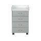 NORDIC LIVING COLLECTION Printi hvitgr� rullecontainer med oppbevaringsrom, 4 skuffer og 4 svingbare hjul