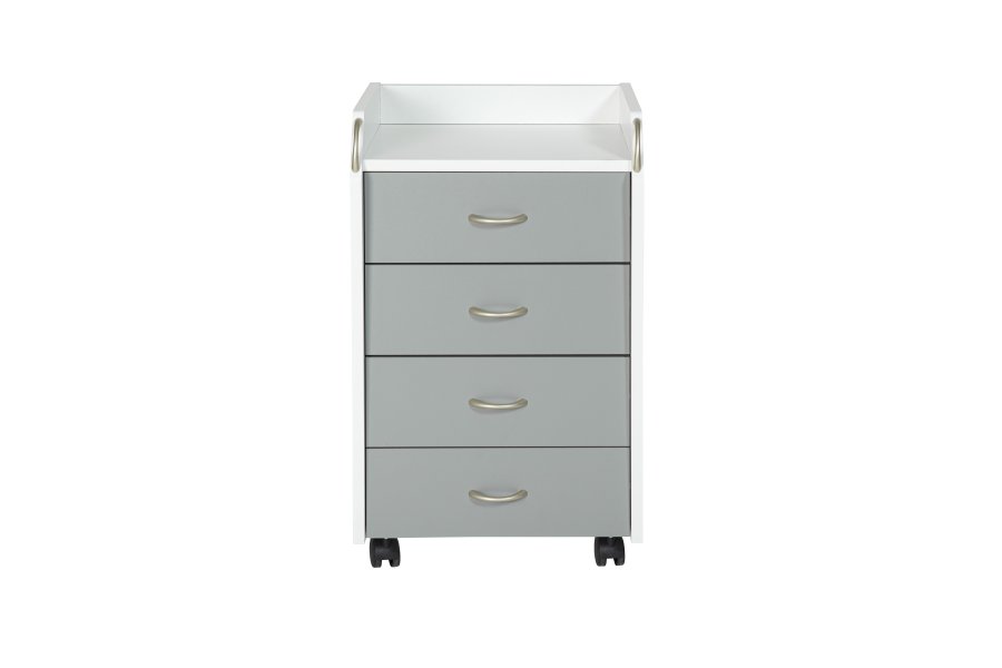 NORDIC LIVING COLLECTION Printi hvitgr� rullecontainer med oppbevaringsrom, 4 skuffer og 4 svingbare hjul