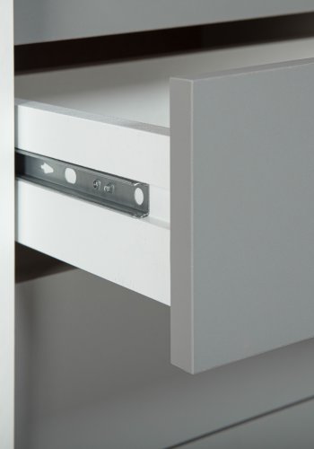 NORDIC LIVING COLLECTION Printi hvitgr� rullecontainer med oppbevaringsrom, 4 skuffer og 4 svingbare hjul