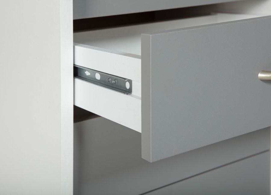 NORDIC LIVING COLLECTION Printi hvitgr� rullecontainer med oppbevaringsrom, 4 skuffer og 4 svingbare hjul