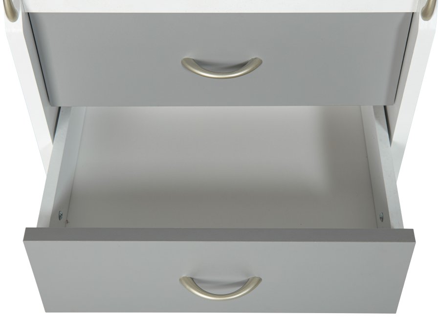 NORDIC LIVING COLLECTION Printi hvitgr� rullecontainer med oppbevaringsrom, 4 skuffer og 4 svingbare hjul