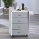 NORDIC LIVING COLLECTION Printi hvitgr� rullecontainer med oppbevaringsrom, 4 skuffer og 4 svingbare hjul