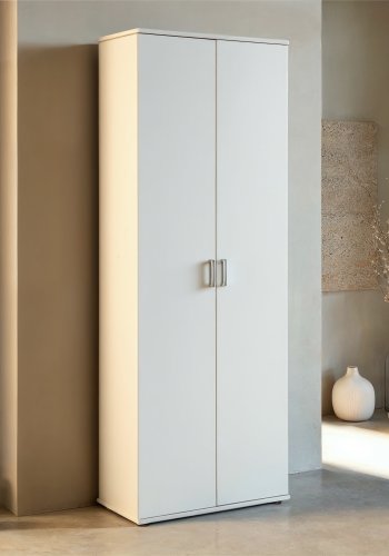 NORDIC LIVING COLLECTION Arconati multifunktionssk�p, 2 d&ouml;rrar, vit, med 2 g�ngj&auml;rnsf&ouml;rsedda d&ouml;rrar som &ouml;ppnas 90&deg;, 1,2 meter, hyllor med en lastkapacitet p� 5 kg.