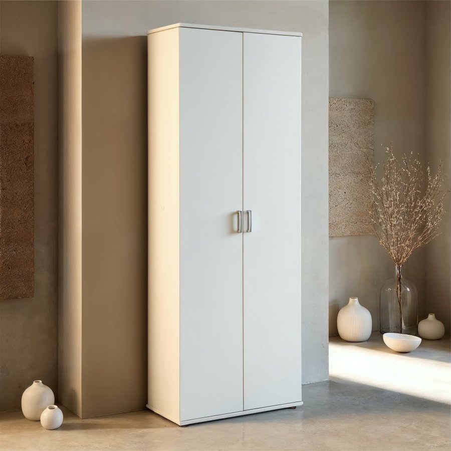 NORDIC LIVING COLLECTION Arconati multifunktionssk�p, 2 d&ouml;rrar, vit, med 2 g�ngj&auml;rnsf&ouml;rsedda d&ouml;rrar som &ouml;ppnas 90&deg;, 1,2 meter, hyllor med en lastkapacitet p� 5 kg.