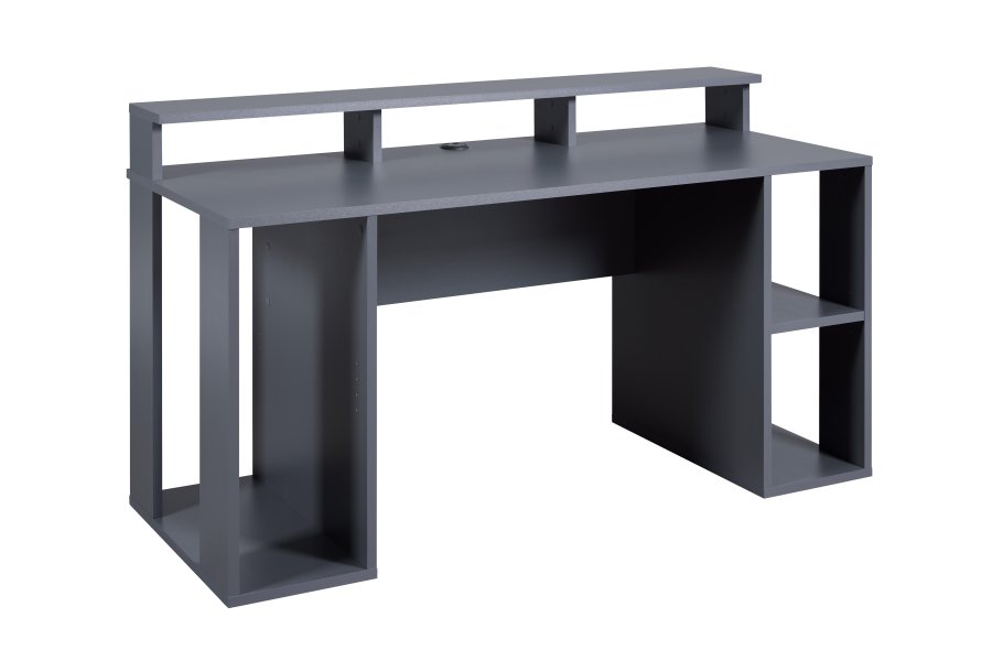 NORDIC LIVING COLLECTION Match Point antrasittfarget spillbord med ekstra dyp hylle for st�rre skjermer, t�rnhylle inkludert kabeluttak