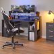 NORDIC LIVING COLLECTION Match Point antrasittfarget spillbord med ekstra dyp hylle for st�rre skjermer, t�rnhylle inkludert kabeluttak
