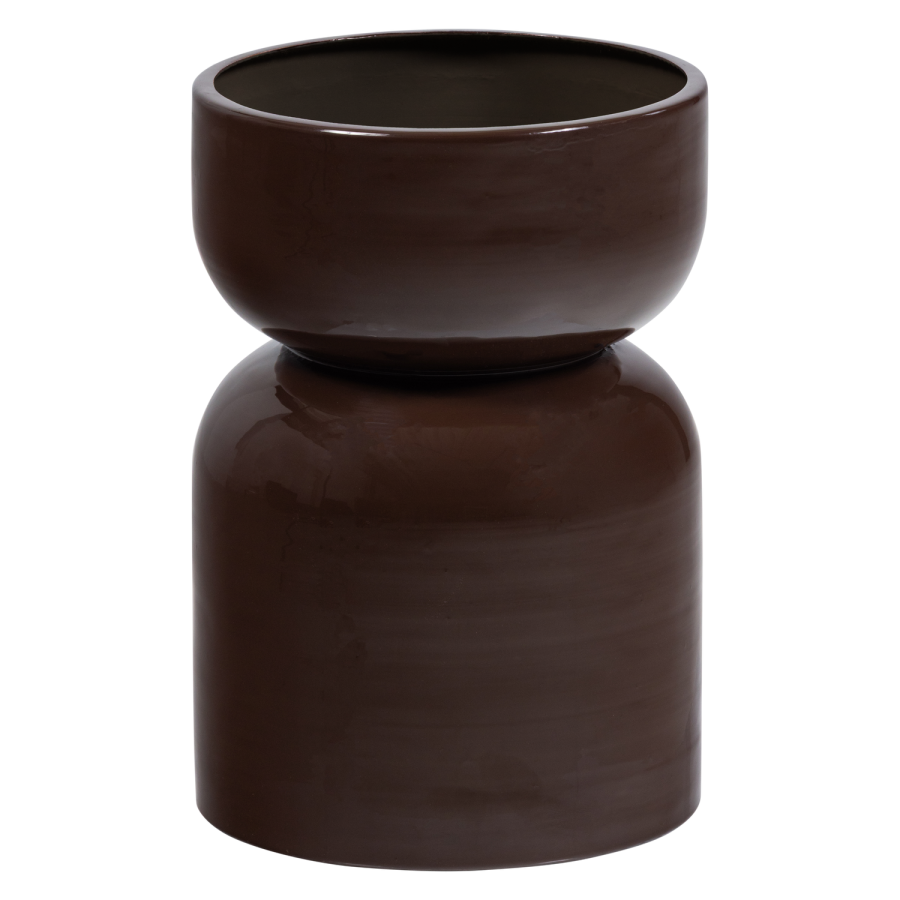 WOOOD Toval blomsterpotte lav metall h�yglans lilla/brun