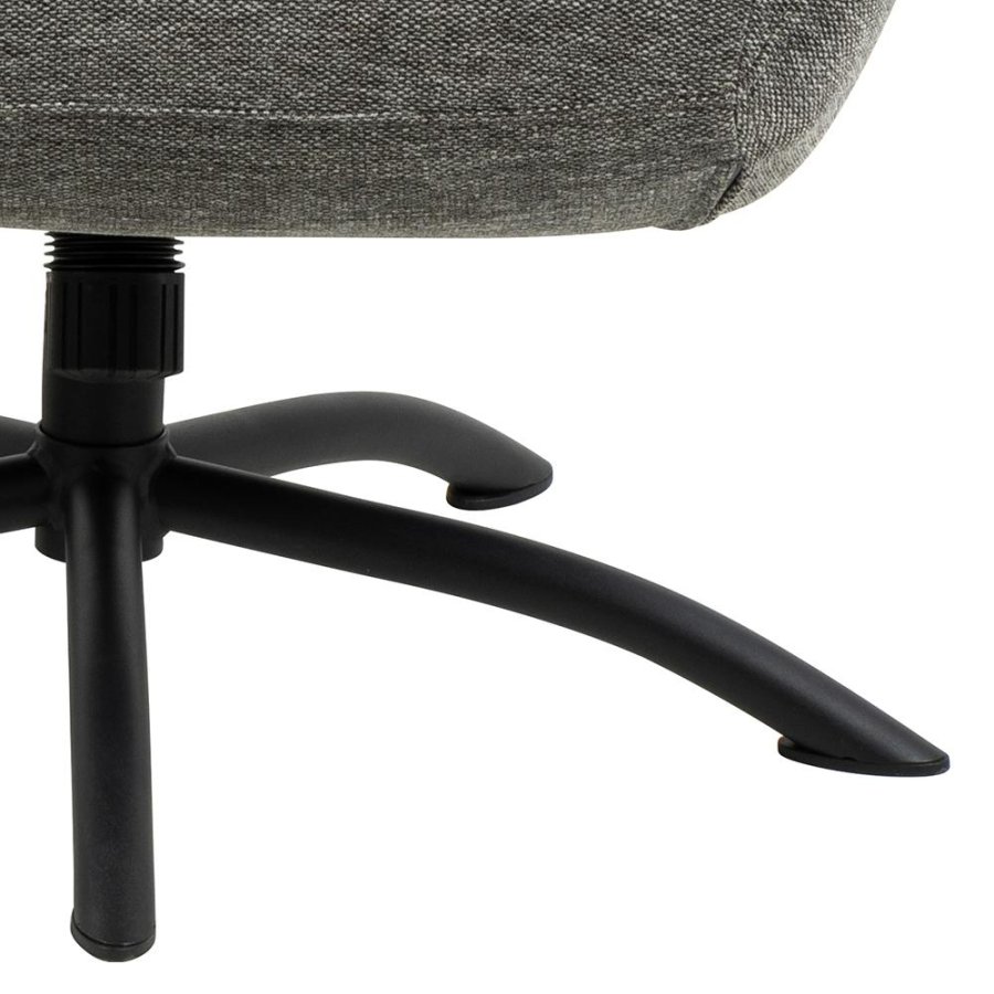 ACT NORDIC Talgarth Relaxsessel, mit Fußhocker, Handbuch – anthrazitgrauer Stoff und schwarzes Metall