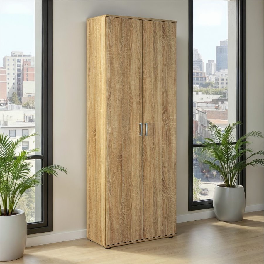 NORDIC LIVING COLLECTION Gallo Sonoma multifunktionssk�p i ekfinish, med 2 g�ngj&auml;rnsf&ouml;rsedda d&ouml;rrar med 90&deg; &ouml;ppningsvinkel, 4 sockelf&ouml;tter, hyllor med en lastkapacitet p� 5 kg