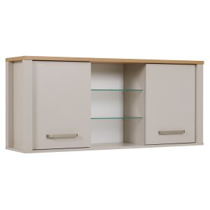 NORDIC LIVING COLLECTION V&auml;ggsk�p i Sardegna Kashmir/Artisan Oak-finish med 2 d&ouml;rrar och 4 hyllplan, varav 2 i glas.