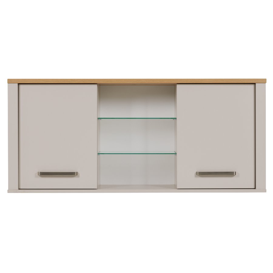 NORDIC LIVING COLLECTION V&auml;ggsk�p i Sardegna Kashmir/Artisan Oak-finish med 2 d&ouml;rrar och 4 hyllplan, varav 2 i glas.