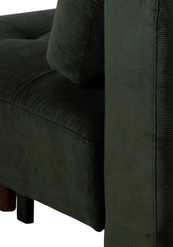 ACT NORDIC Blain Schlafsofa, mit 2 Kissen – dunkelgrüner Stoff und rauchfarbenes Gummibaumholz