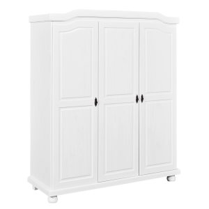 NORDIC LIVING COLLECTION Bastian lantlig garderob, 3 d�rrar, massiv furu, vit