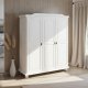 NORDIC LIVING COLLECTION Bastian lantlig garderob, 3 d�rrar, massiv furu, vit