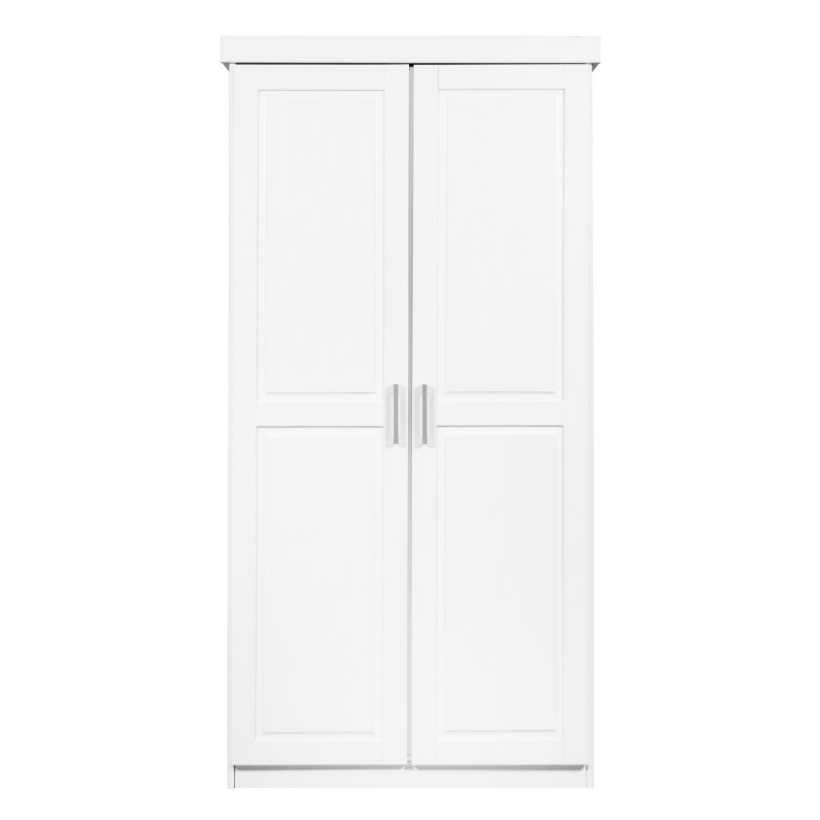 NORDIC LIVING COLLECTION Hakon skap i hvit furu med 2 d�rer og kassettd�rer, best�ende av 1 stort rom med klesstang, 1 hattehylle og PVC-h�ndtak