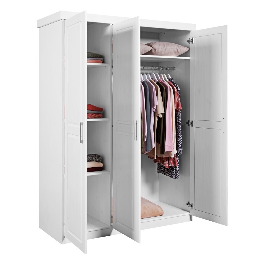 NORDIC LIVING COLLECTION Magnus vitt sk�p med 3 d�rrar och kassettd�rrar