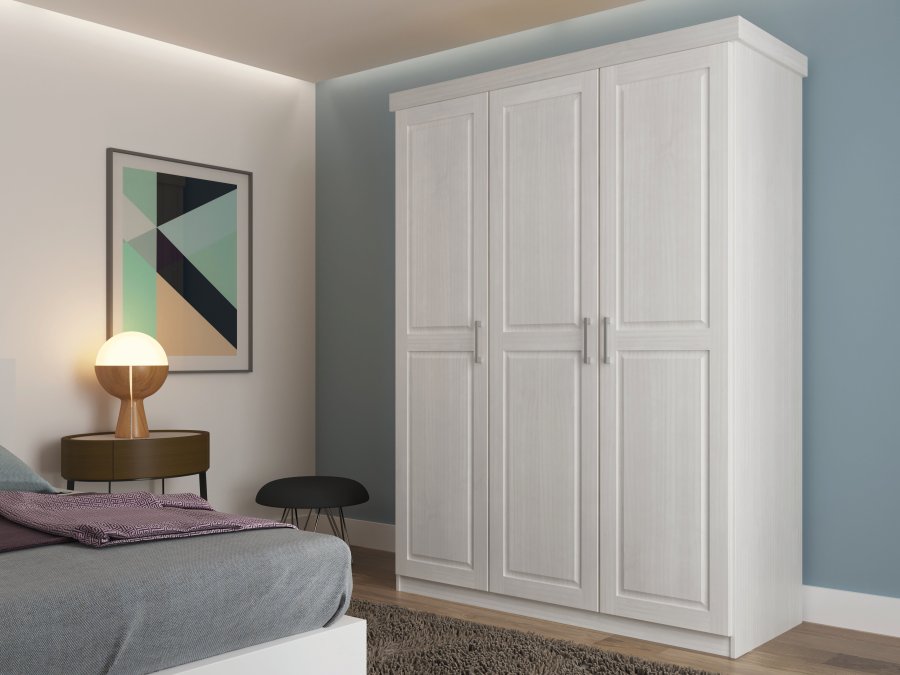 NORDIC LIVING COLLECTION Magnus vitt sk�p med 3 d�rrar och kassettd�rrar