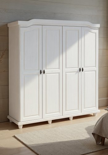 NORDIC LIVING COLLECTION Lantlig garderob Isny 4 d�rrar furu vit