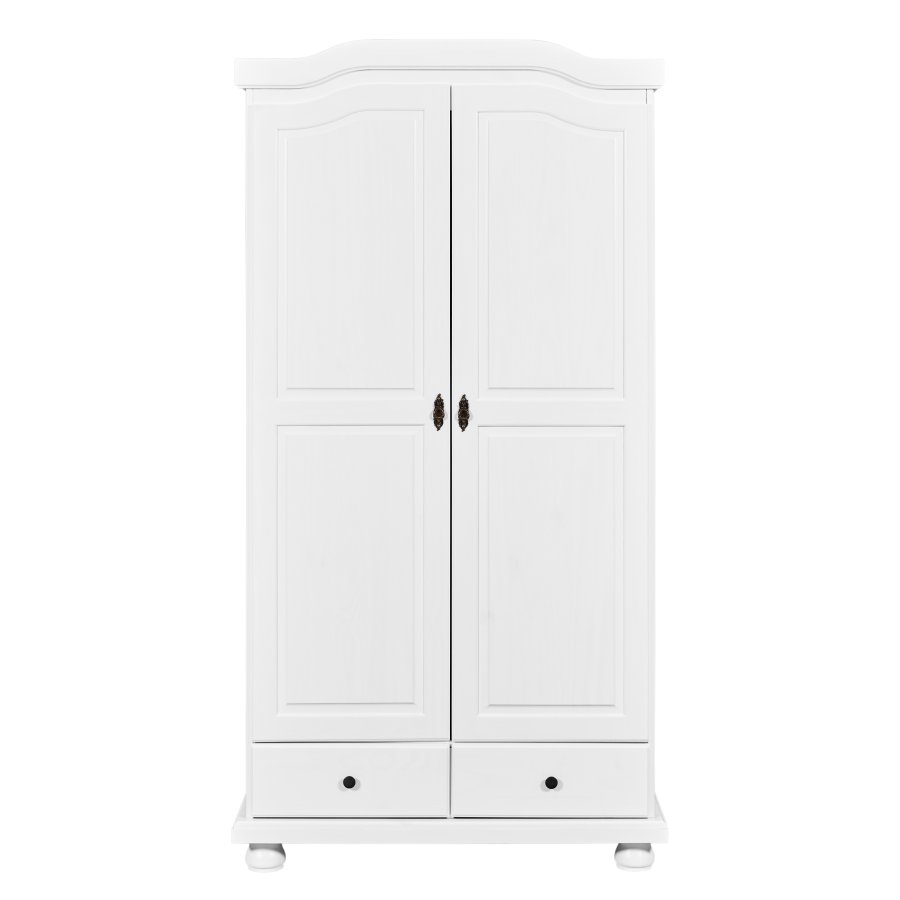 NORDIC LIVING COLLECTION Reutte lantlig garderob best�ende av 2 mjukst�ngande d�rrar, 2 l�dor med l�ttl�pande metallskenor, 1 garderobsskena i metall och en hatthylla