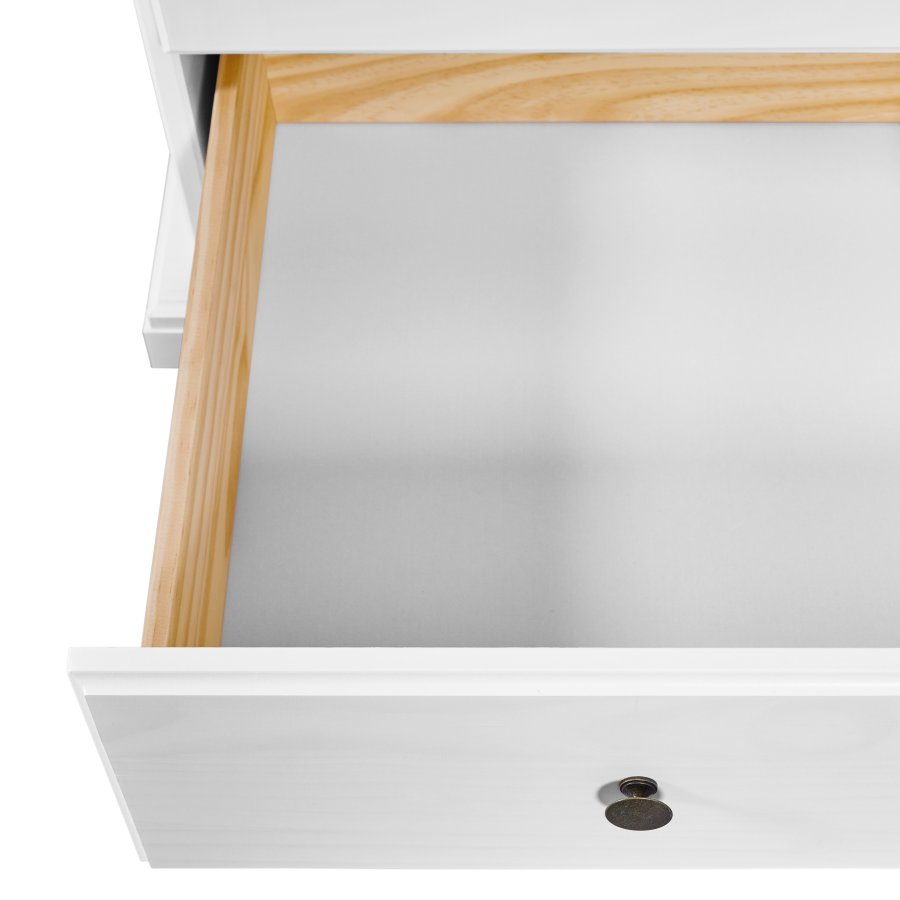 NORDIC LIVING COLLECTION Reutte lantlig garderob best�ende av 2 mjukst�ngande d�rrar, 2 l�dor med l�ttl�pande metallskenor, 1 garderobsskena i metall och en hatthylla