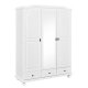 NORDIC LIVING COLLECTION Kappl lantlig garderob i massivt tr�, 3 d�rrar med 3 l�dor, 1 kl�dst�ng i metall, 1 hatthylla och 4 fack i vitt