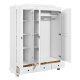 NORDIC LIVING COLLECTION Kappl lantlig garderob i massivt tr�, 3 d�rrar med 3 l�dor, 1 kl�dst�ng i metall, 1 hatthylla och 4 fack i vitt
