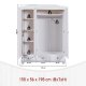 NORDIC LIVING COLLECTION Kappl lantlig garderob i massivt tr�, 3 d�rrar med 3 l�dor, 1 kl�dst�ng i metall, 1 hatthylla och 4 fack i vitt