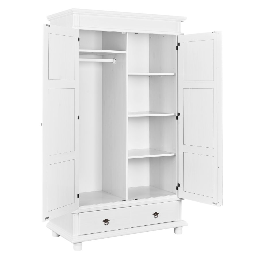 NORDIC LIVING COLLECTION Garderob/hallsk�p DANZ 2 massiv furu med 2 d�rrar i vitt