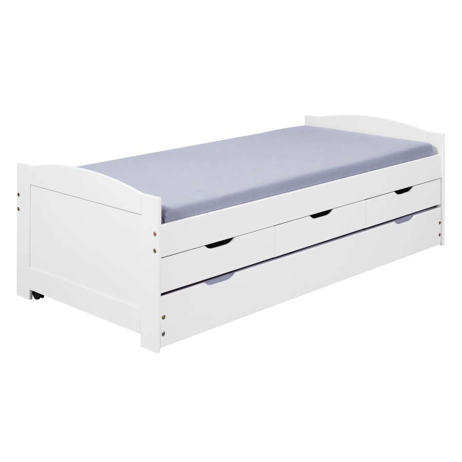 NORDIC LIVING COLLECTION Funktionss�ng Ulli 90x190 tillverkad av massivt tr� i vitlack med 3 l�dor och extra sovyta inklusive ribbotten