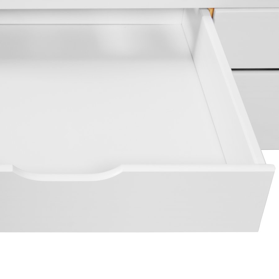 NORDIC LIVING COLLECTION Funktionss�ng Ulli 90x200 tillverkad av massivt tr� i vitlack med 3 l�dor och extra sovyta inklusive ribbotten