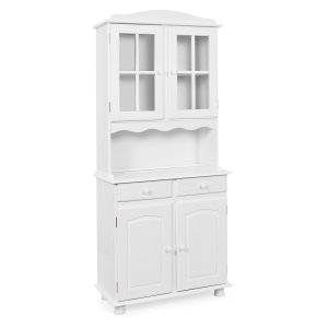 NORDIC LIVING COLLECTION Valencia vitrineskap i hvit furu med 2 skuffer og 2 hyller bak 4 d�rer