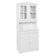 NORDIC LIVING COLLECTION Valencia vitrineskap i hvit furu med 2 skuffer og 2 hyller bak 4 d�rer