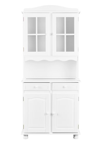 NORDIC LIVING COLLECTION Valencia vitrineskap i hvit furu med 2 skuffer og 2 hyller bak 4 d�rer