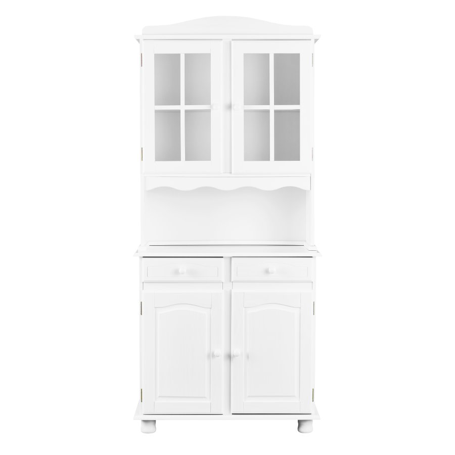 NORDIC LIVING COLLECTION Valencia vitrineskap i hvit furu med 2 skuffer og 2 hyller bak 4 d�rer
